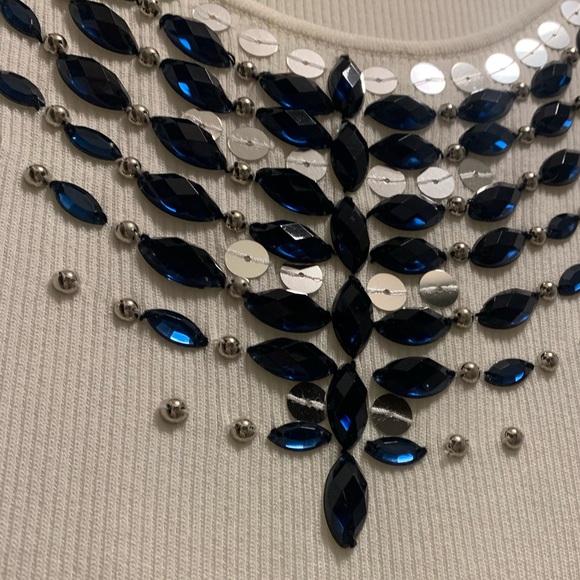 NWT Hearts of Palms Women’s 3X Embellished Tank Top Silver Sequence & Sapphire - Picture 4 of 13